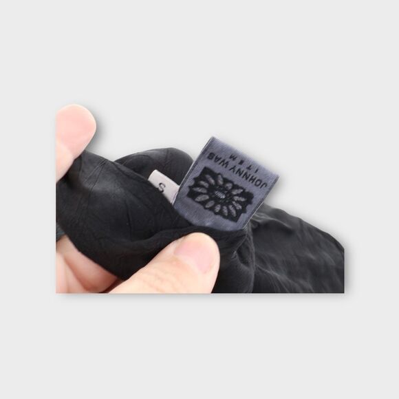 Johnny Was Button Down Shirt Womens Small Black Rayon Embroidered Top Blouse VTG - Picture 8 of 10